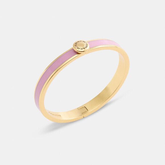 Pink Coach Rivet Enamel Hinged Bangle - Picture 2 of 3